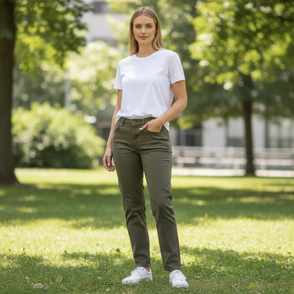 Preppy Gloria Vanderbilt Amanda Pants Womens 12 Short Green Straight Leg